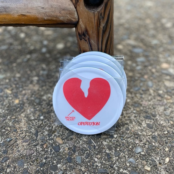 Hasbro Operation Broken Heart Ceramic Drink Coasters Junk Food Game Red - Picture 1 of 16